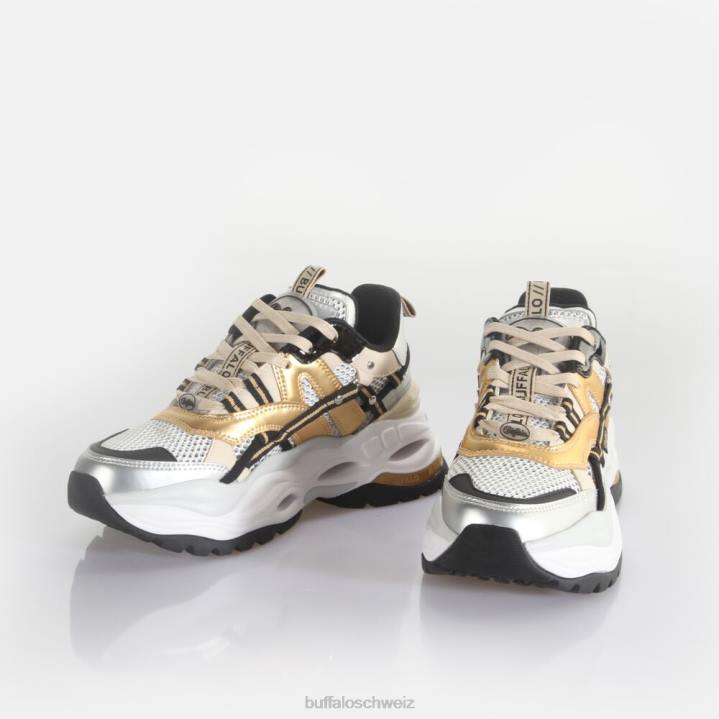 Buffalo Triplet Hollow Trainer Low vegan 846Z129 Gold/Silber/Schwarz|Turnschuhe