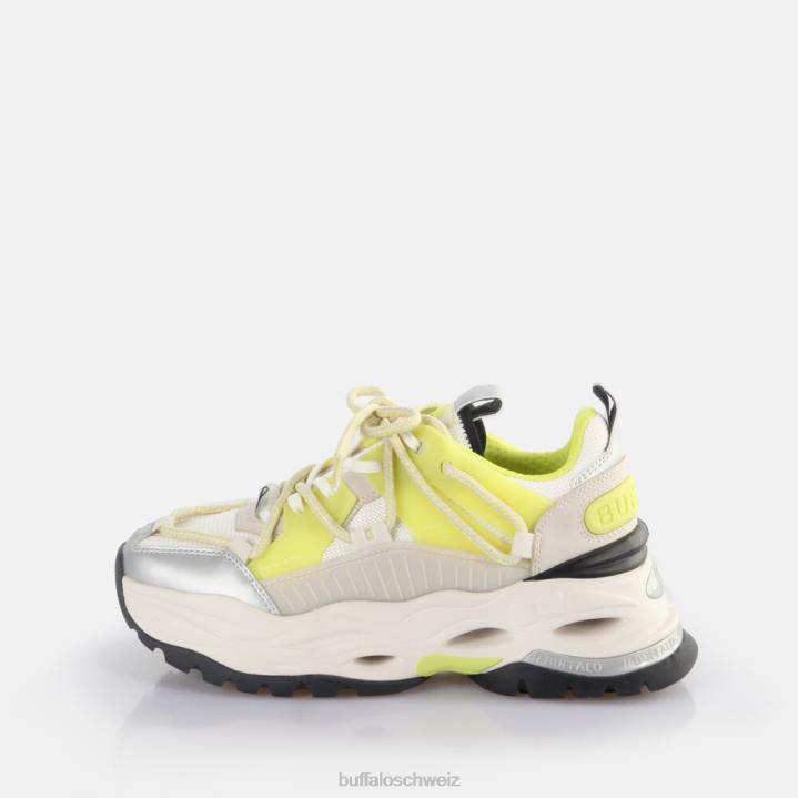 Buffalo Triplet-Spitzen-Sneaker niedrig, vegan 846Z744 Sahne/Limette|Turnschuhe