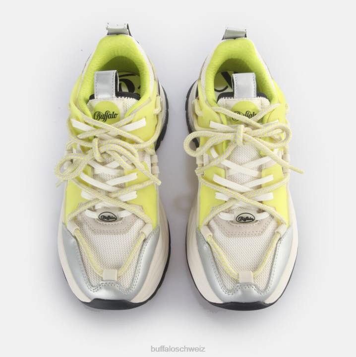 Buffalo Triplet-Spitzen-Sneaker niedrig, vegan 846Z744 Sahne/Limette|Turnschuhe