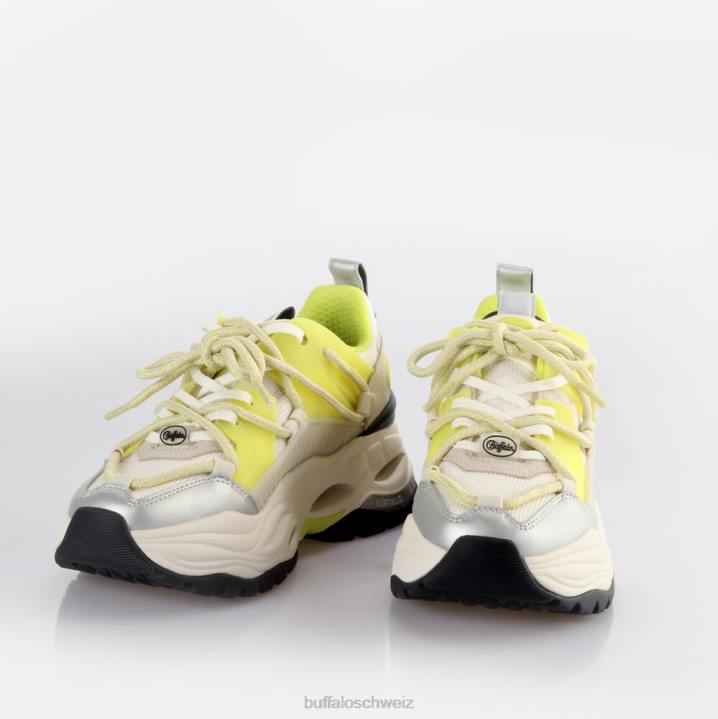 Buffalo Triplet-Spitzen-Sneaker niedrig, vegan 846Z744 Sahne/Limette|Turnschuhe