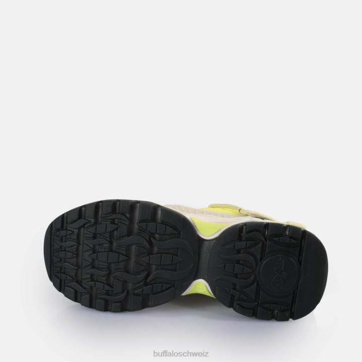 Buffalo Triplet-Spitzen-Sneaker niedrig, vegan 846Z744 Sahne/Limette|Turnschuhe