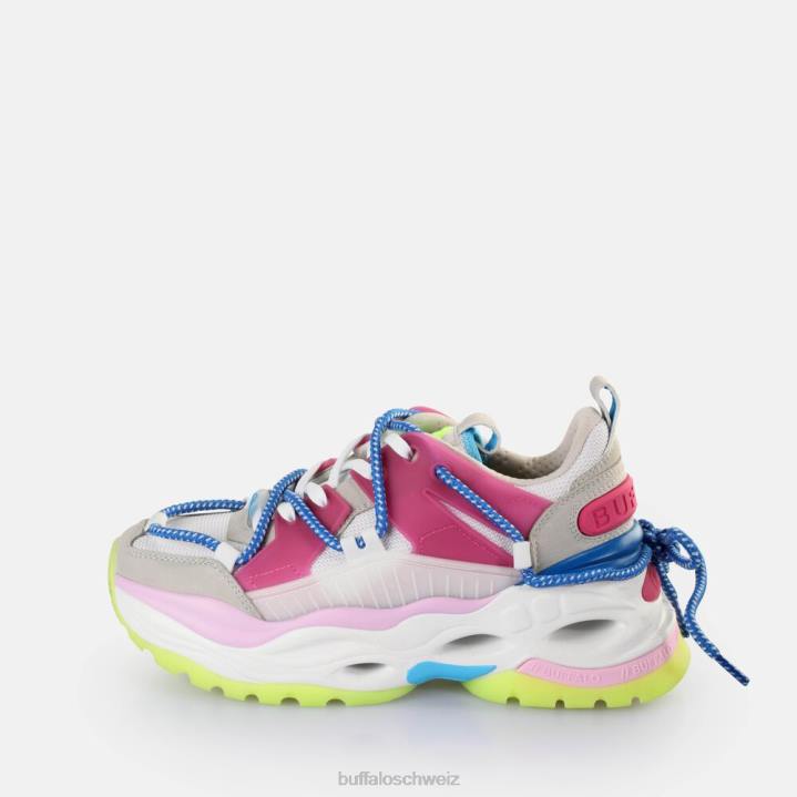 Buffalo Triplet-Spitzen-Sneaker niedrig, vegan 846Z747 hellgrau/neonmehrfarbig|Turnschuhe