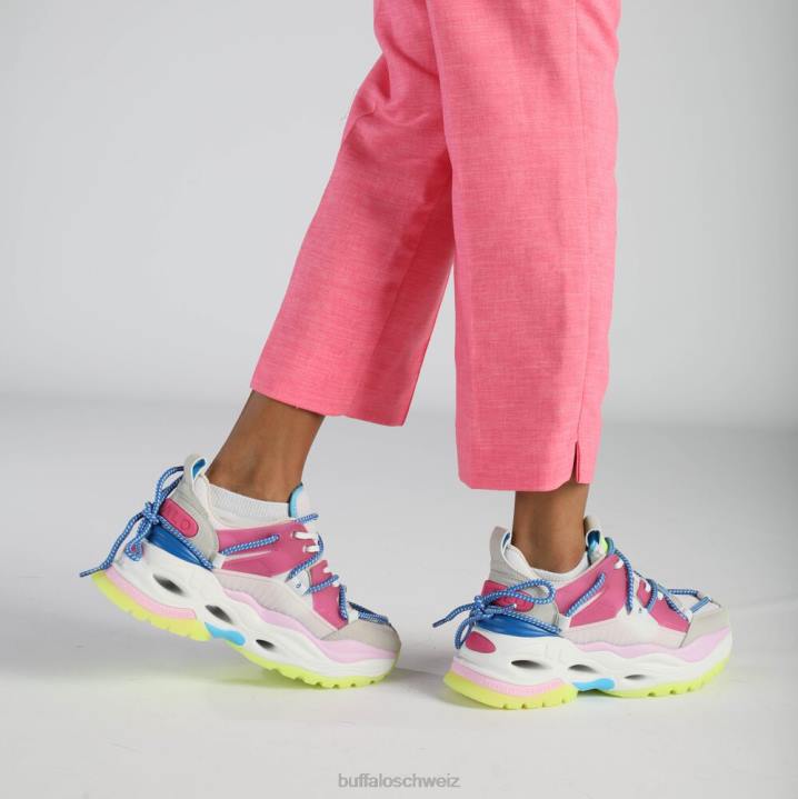 Buffalo Triplet-Spitzen-Sneaker niedrig, vegan 846Z747 hellgrau/neonmehrfarbig|Turnschuhe