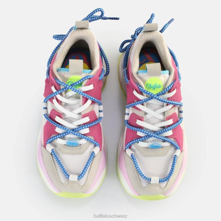 Buffalo Triplet-Spitzen-Sneaker niedrig, vegan 846Z747 hellgrau/neonmehrfarbig|Turnschuhe