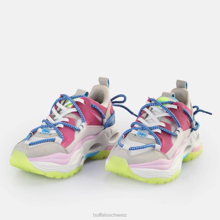 Buffalo Triplet-Spitzen-Sneaker niedrig, vegan 846Z747 hellgrau/neonmehrfarbig|Turnschuhe