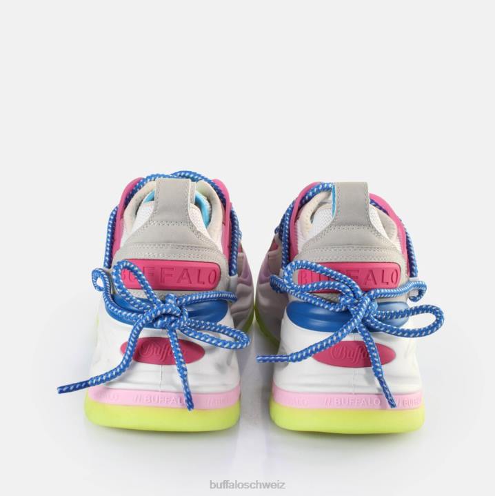 Buffalo Triplet-Spitzen-Sneaker niedrig, vegan 846Z747 hellgrau/neonmehrfarbig|Turnschuhe