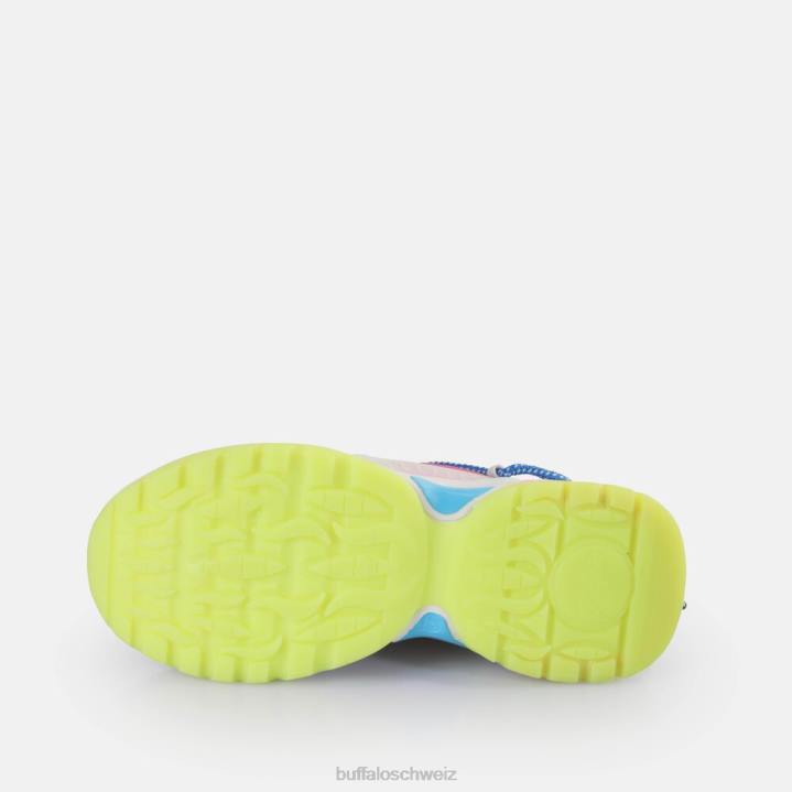 Buffalo Triplet-Spitzen-Sneaker niedrig, vegan 846Z747 hellgrau/neonmehrfarbig|Turnschuhe