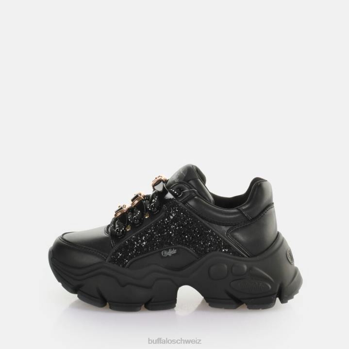 Buffalo binärer Glam-Sneaker vegan 846Z322 Glitzer/Schwarz|Turnschuhe