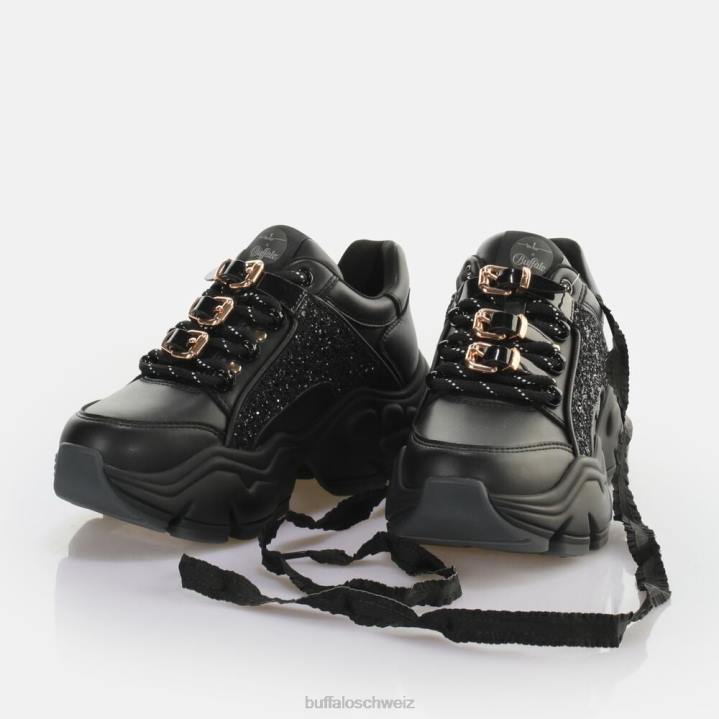 Buffalo binärer Glam-Sneaker vegan 846Z322 Glitzer/Schwarz|Turnschuhe