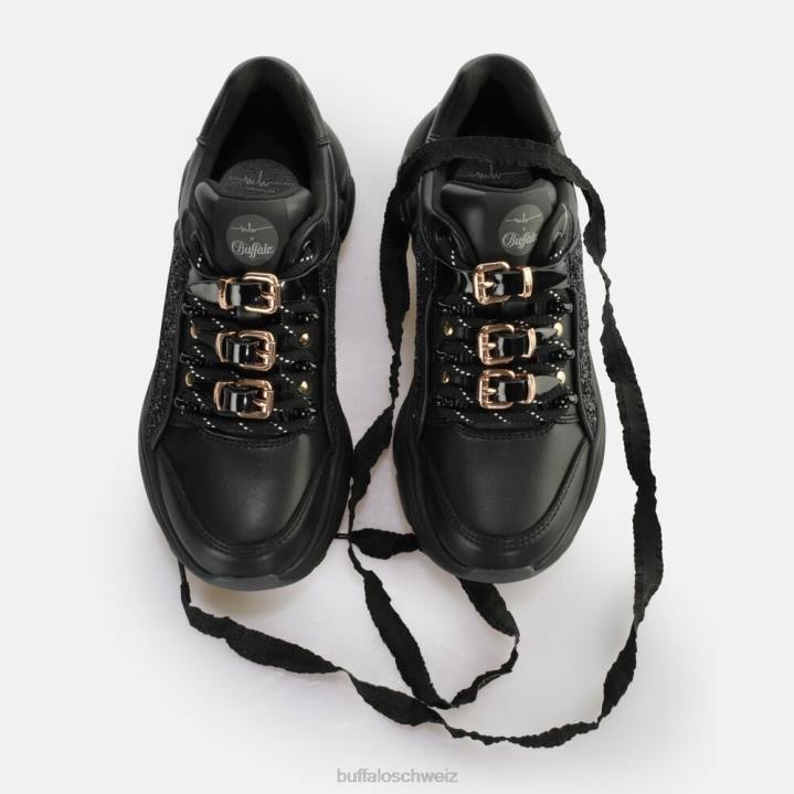 Buffalo binärer Glam-Sneaker vegan 846Z322 Glitzer/Schwarz|Turnschuhe