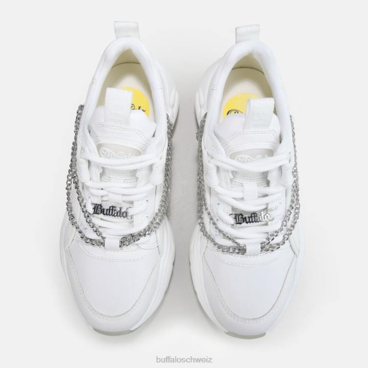 Buffalo binärer Kettentrainer niedrig vegan 846Z346 weiß mit silberner Kette|Turnschuhe