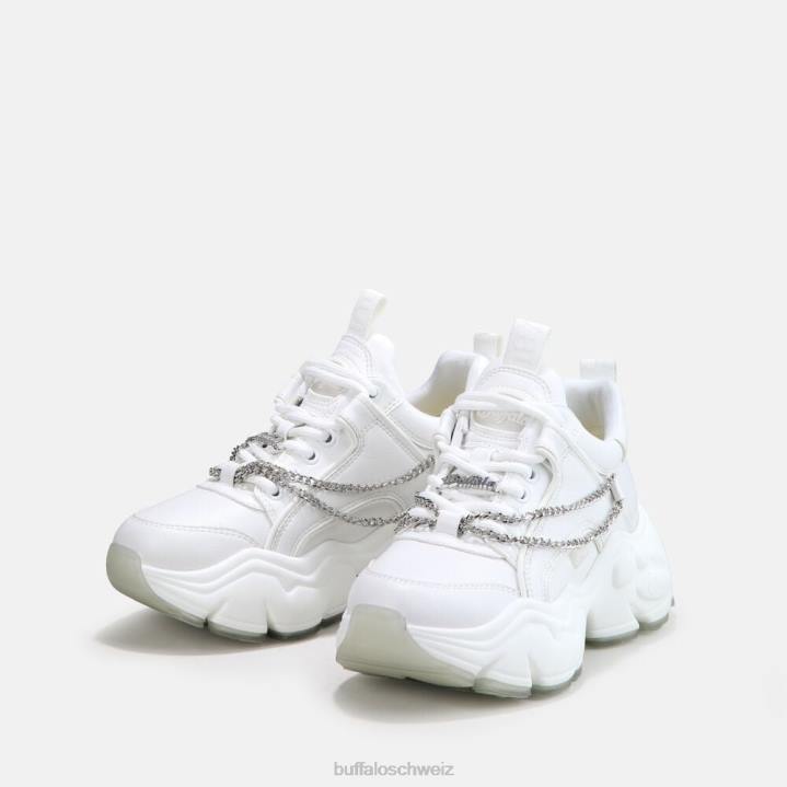 Buffalo binärer Kettentrainer niedrig vegan 846Z346 weiß mit silberner Kette|Turnschuhe