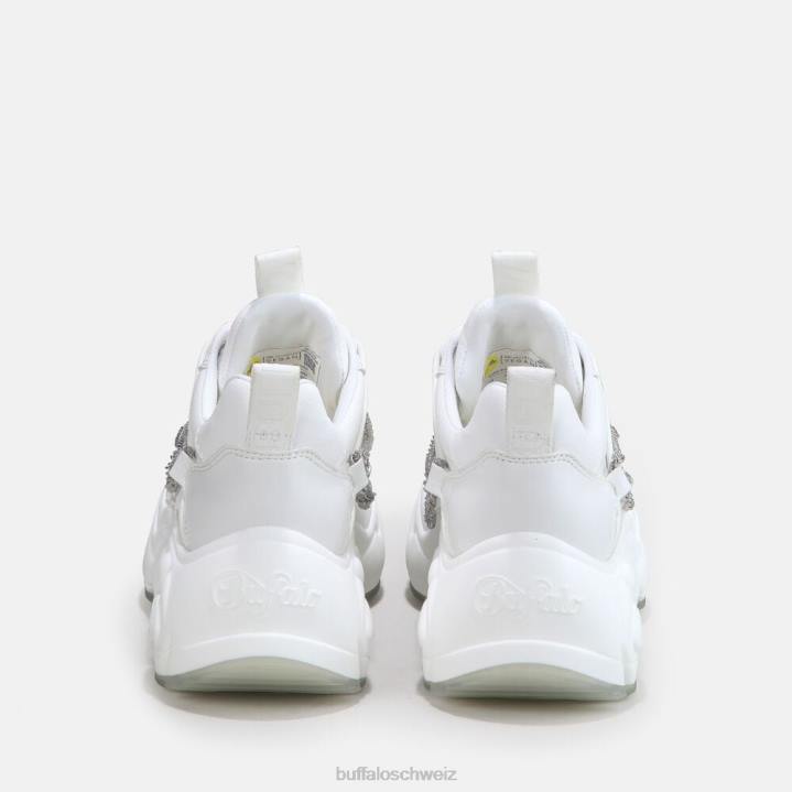 Buffalo binärer Kettentrainer niedrig vegan 846Z346 weiß mit silberner Kette|Turnschuhe