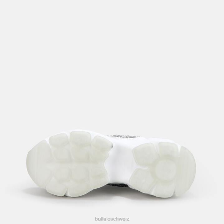 Buffalo binärer Kettentrainer niedrig vegan 846Z346 weiß mit silberner Kette|Turnschuhe