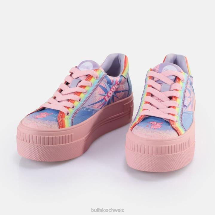 Buffalo gepaarte Graffiti-Sneakers niedrig vegan 846Z33 lila Liebe|Turnschuhe