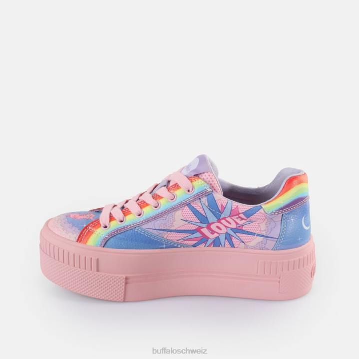 Buffalo gepaarte Graffiti-Sneakers niedrig vegan 846Z33 lila Liebe|Turnschuhe
