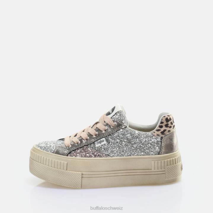 Buffalo gepaarte Schnür-Lo-Sneaker-Low-Vegan 846Z163 Silber|Turnschuhe