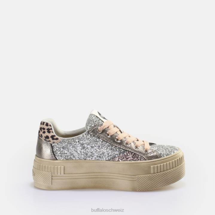 Buffalo gepaarte Schnür-Lo-Sneaker-Low-Vegan 846Z163 Silber|Turnschuhe