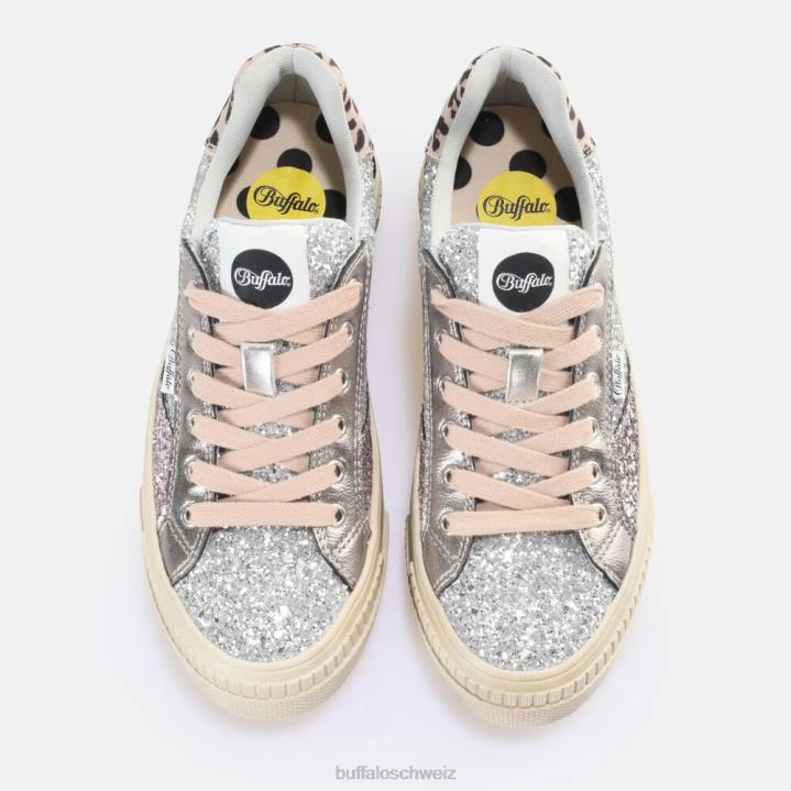 Buffalo gepaarte Schnür-Lo-Sneaker-Low-Vegan 846Z163 Silber|Turnschuhe