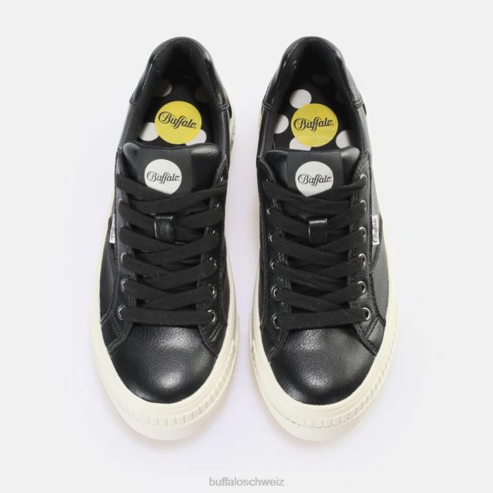 Buffalo gepaarte Schnür-Lo-Sneaker-Low-Vegan 846Z377 schwarz/cremefarben|Turnschuhe
