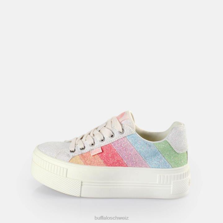Buffalo gepaarte Sneakers Low Vegan 846Z457 weiß/regenbogen|Turnschuhe