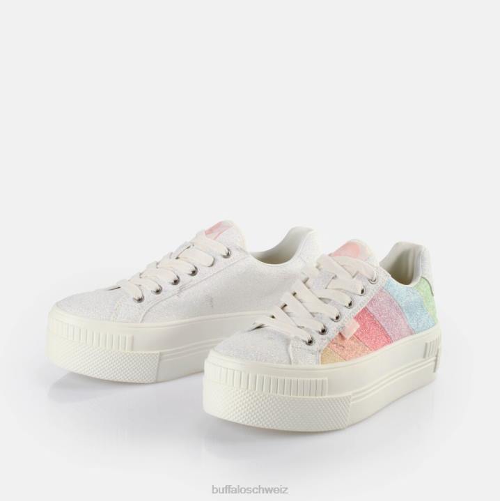 Buffalo gepaarte Sneakers Low Vegan 846Z457 weiß/regenbogen|Turnschuhe