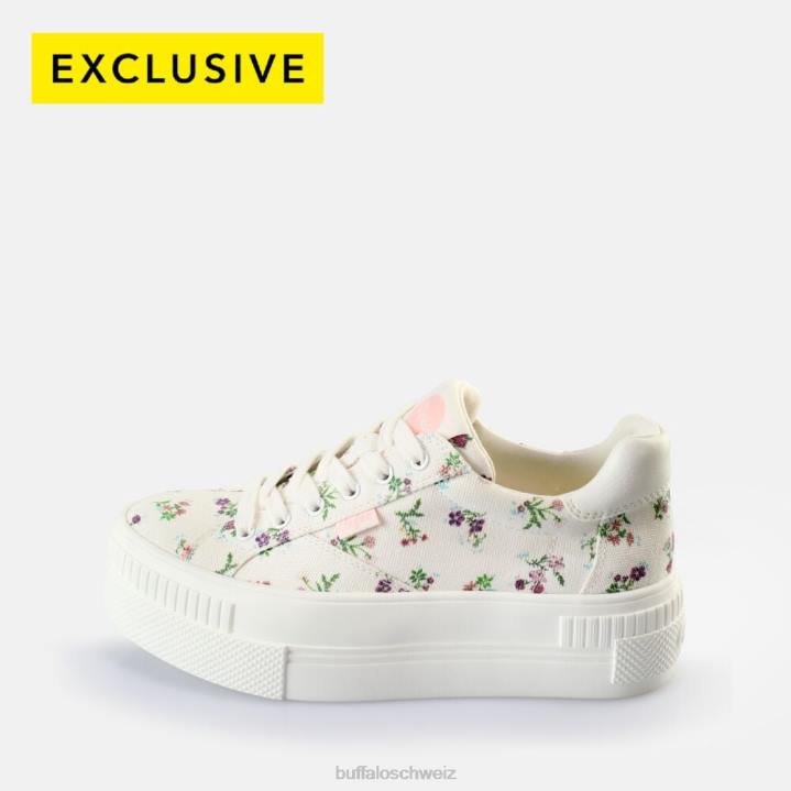 Buffalo gepaarte Sneakers Low Vegan 846Z661 weiße Blumen|Turnschuhe
