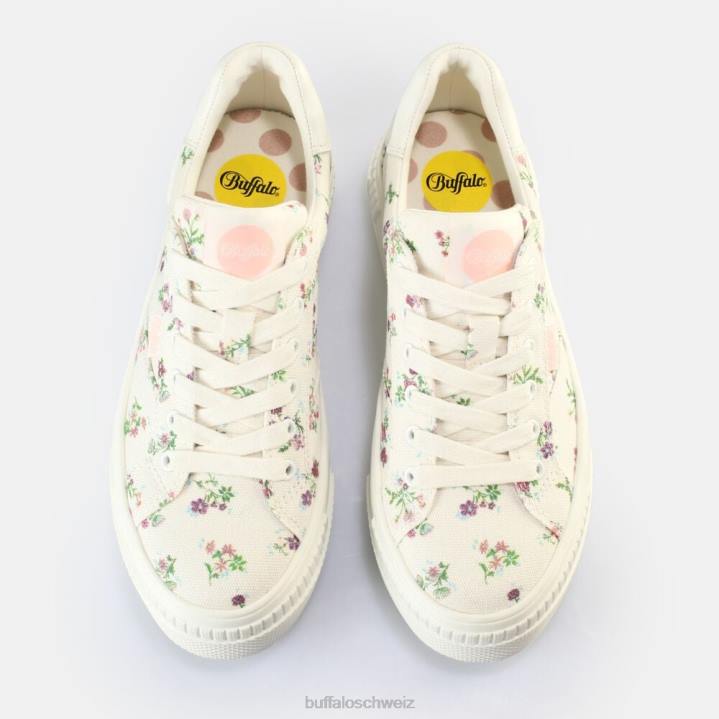 Buffalo gepaarte Sneakers Low Vegan 846Z661 weiße Blumen|Turnschuhe