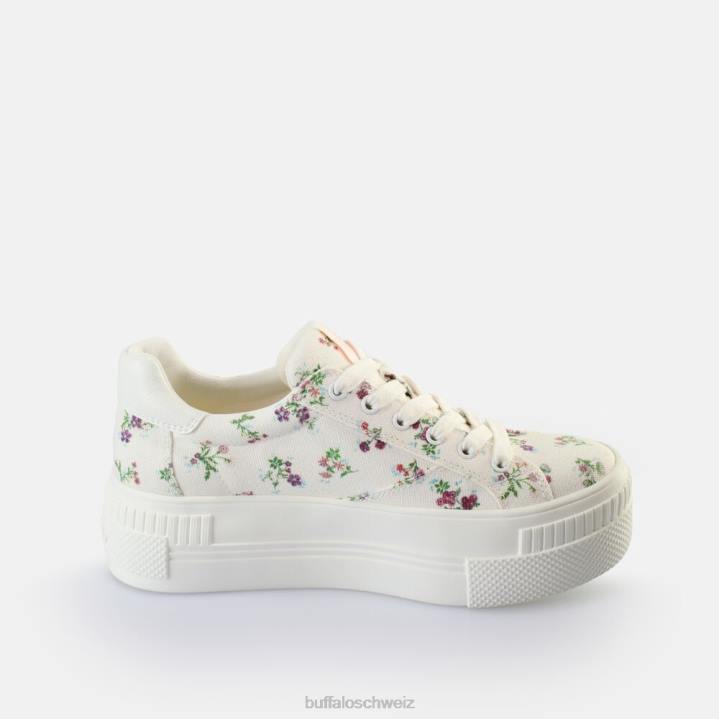 Buffalo gepaarte Sneakers Low Vegan 846Z661 weiße Blumen|Turnschuhe