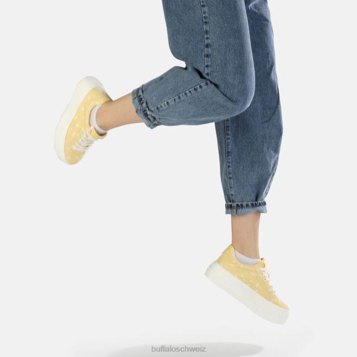 Buffalo gepaarter Sneaker niedrig 846Z422 Gelb mit Bonbon-Print|Turnschuhe