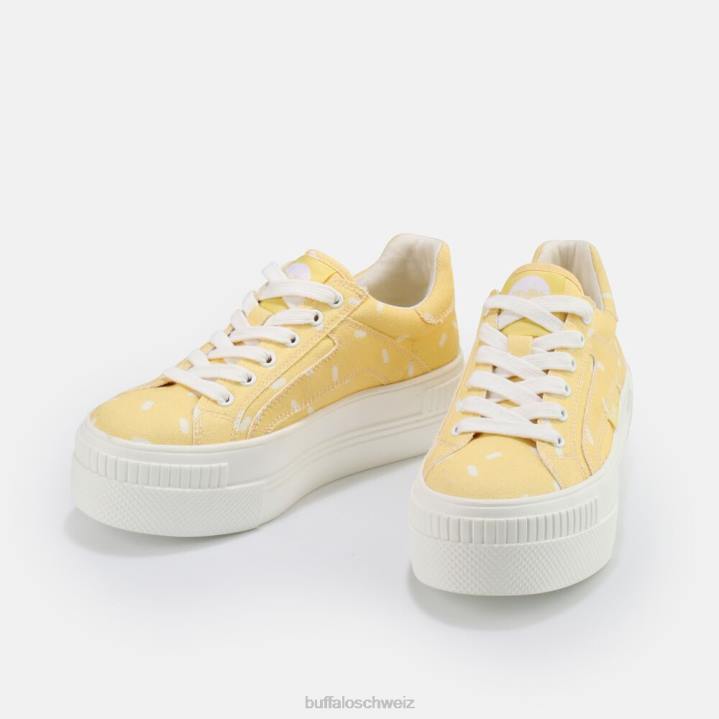 Buffalo gepaarter Sneaker niedrig 846Z422 Gelb mit Bonbon-Print|Turnschuhe