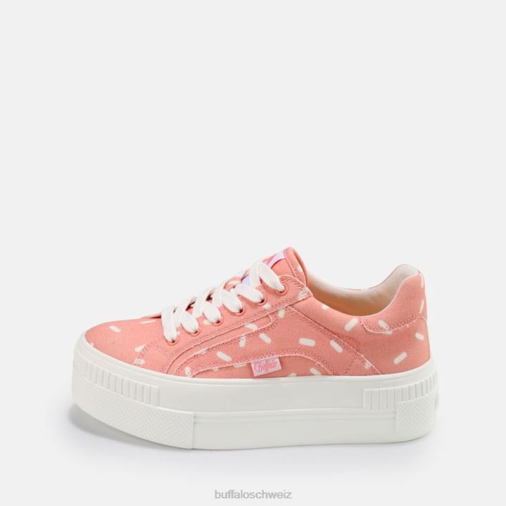 Buffalo gepaarter Sneaker niedrig 846Z750 Koralle mit Bonbon-Print|Turnschuhe