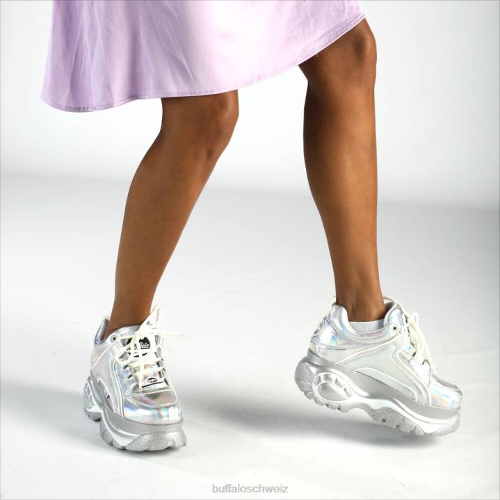 Buffalo klassische Sneaker Low vegan 846Z260 silbernes Holo|Turnschuhe