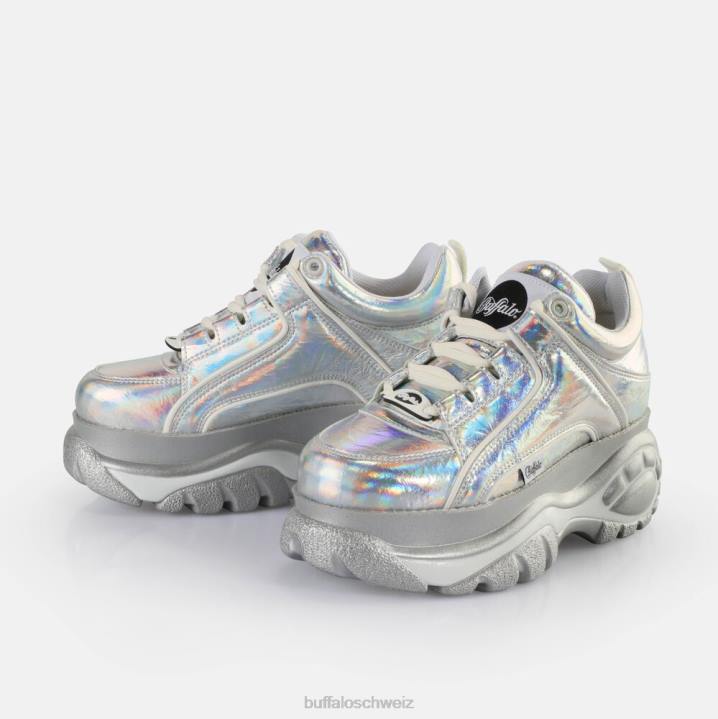Buffalo klassische Sneaker Low vegan 846Z260 silbernes Holo|Turnschuhe