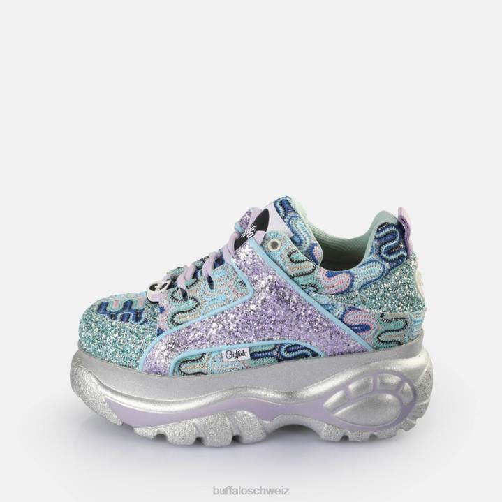 Buffalo klassische Sneakers niedrig 846Z119 Neon-Aqua|Turnschuhe