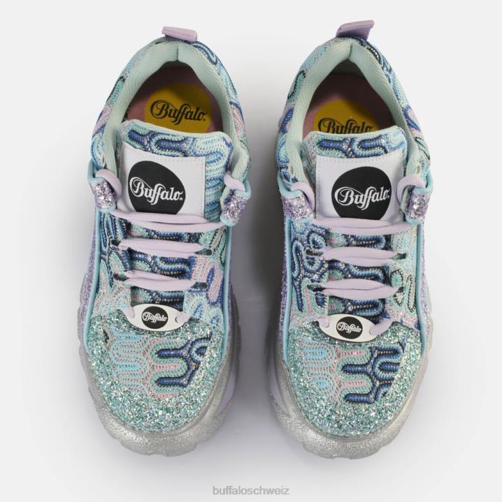 Buffalo klassische Sneakers niedrig 846Z119 Neon-Aqua|Turnschuhe