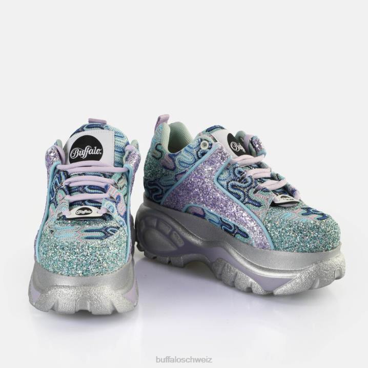 Buffalo klassische Sneakers niedrig 846Z119 Neon-Aqua|Turnschuhe