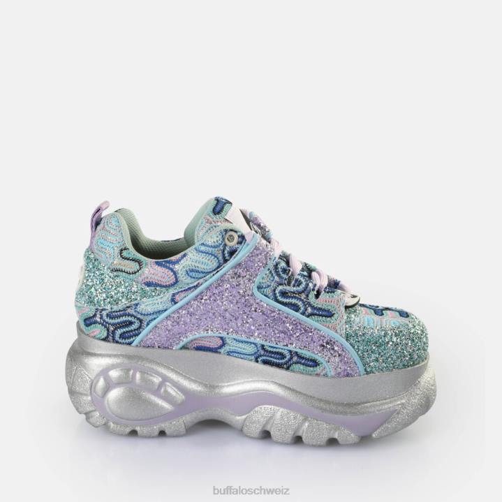 Buffalo klassische Sneakers niedrig 846Z119 Neon-Aqua|Turnschuhe