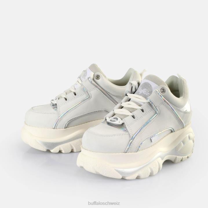 Buffalo klassische Sneakers niedrig 846Z446 cremefarben/silber|Turnschuhe