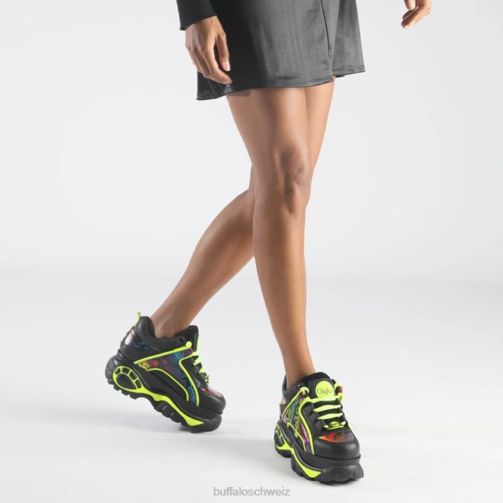 Buffalo klassische Sneakers niedrig 846Z829 schwarz/Regenbogenschlange|Turnschuhe