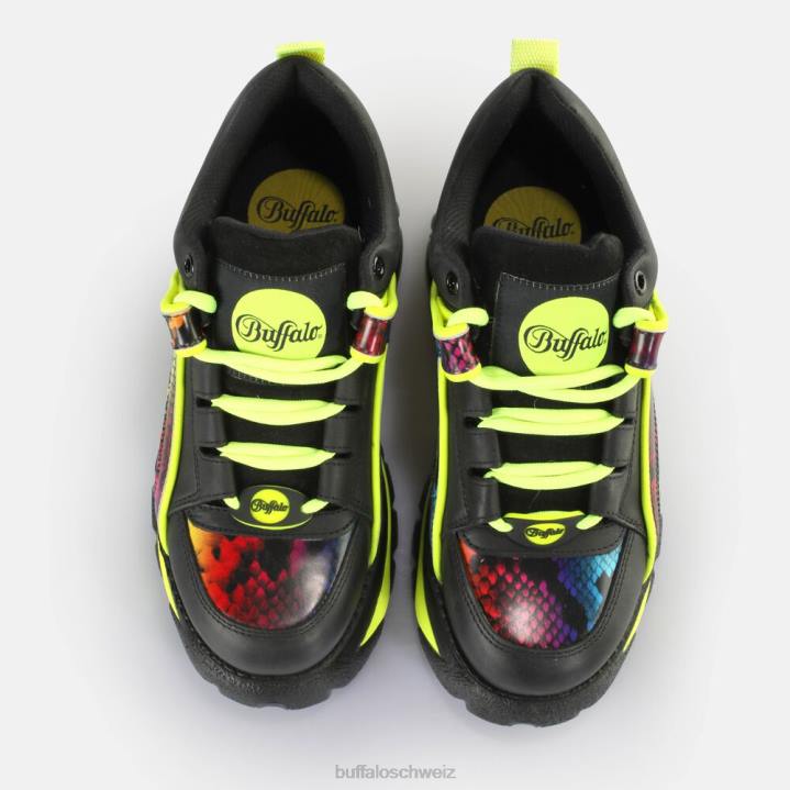 Buffalo klassische Sneakers niedrig 846Z829 schwarz/Regenbogenschlange|Turnschuhe