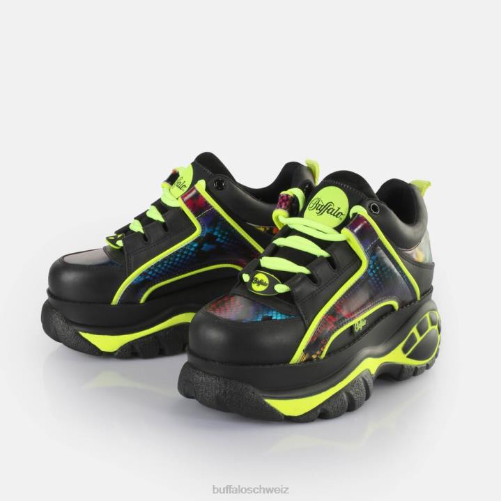 Buffalo klassische Sneakers niedrig 846Z829 schwarz/Regenbogenschlange|Turnschuhe