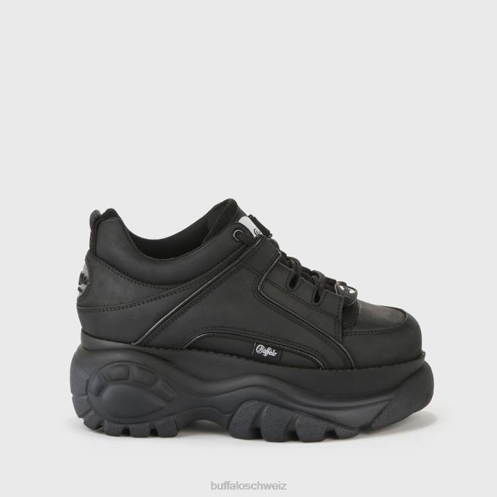 Buffalo klassischer Low-Sneaker aus Leder 846Z350 Schwarz|Turnschuhe