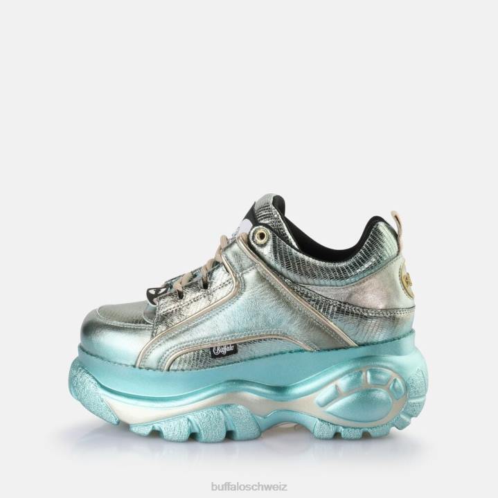 Buffalo klassischer Sneaker Low 846Z840 grüne Eidechse|Turnschuhe