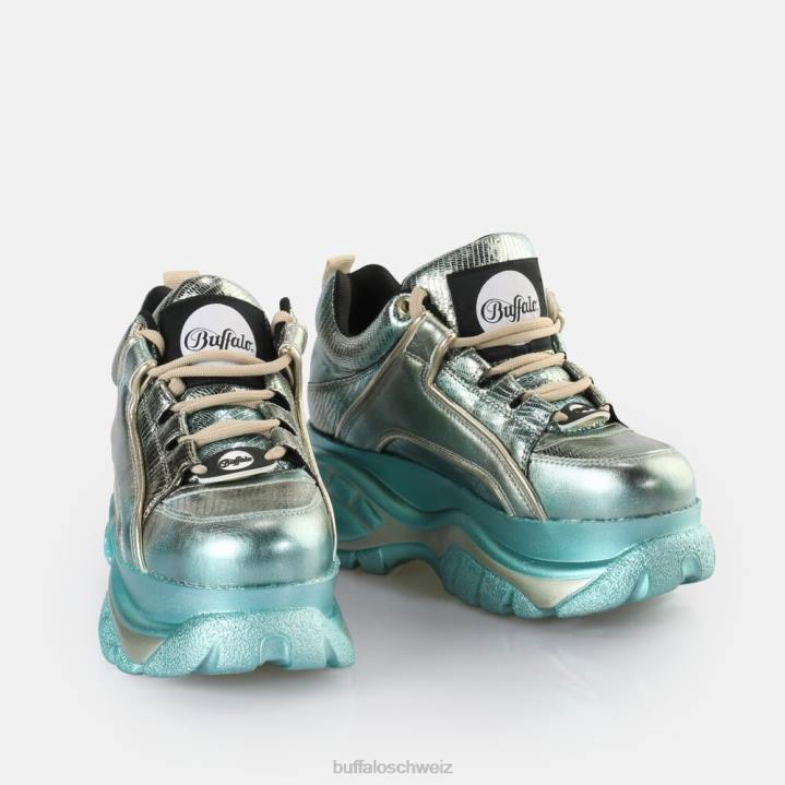 Buffalo klassischer Sneaker Low 846Z840 grüne Eidechse|Turnschuhe