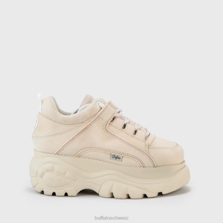 Buffalo klassischer Sneaker Low aus Leder 846Z352 Creme|Turnschuhe