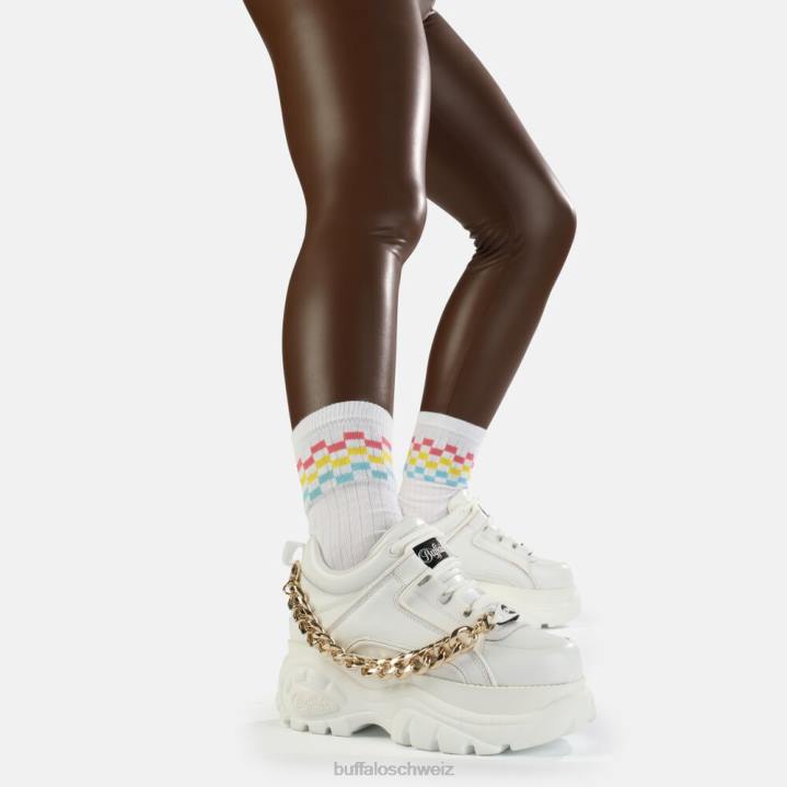 Buffalo klassischer Sneaker Low aus Leder 846Z754 gold/weiß|Turnschuhe