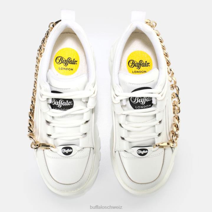 Buffalo klassischer Sneaker Low aus Leder 846Z754 gold/weiß|Turnschuhe