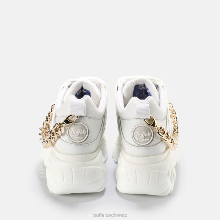 Buffalo klassischer Sneaker Low aus Leder 846Z754 gold/weiß|Turnschuhe