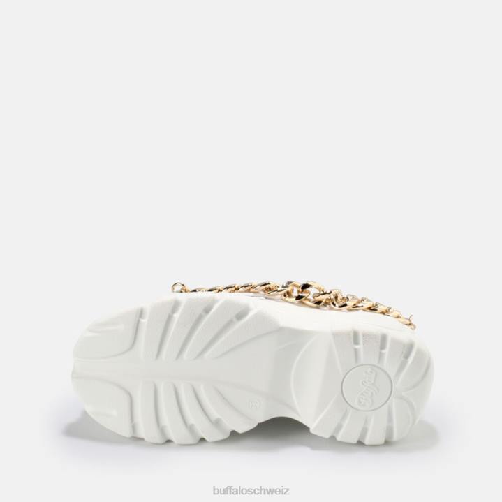 Buffalo klassischer Sneaker Low aus Leder 846Z754 gold/weiß|Turnschuhe